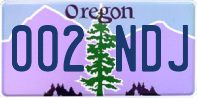 OR license plate 002NDJ