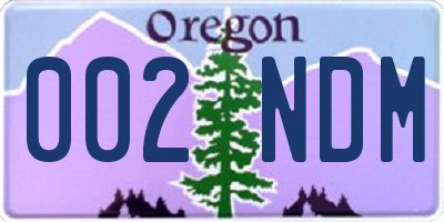 OR license plate 002NDM