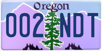 OR license plate 002NDT