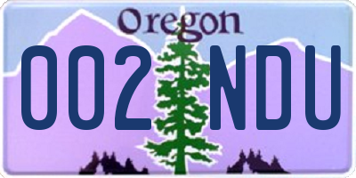 OR license plate 002NDU
