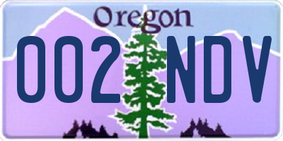 OR license plate 002NDV
