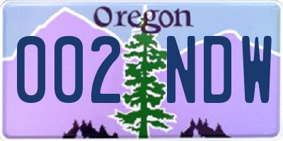 OR license plate 002NDW