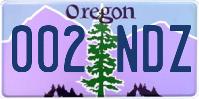OR license plate 002NDZ