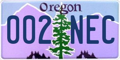 OR license plate 002NEC
