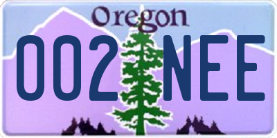 OR license plate 002NEE