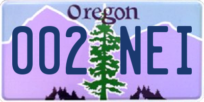 OR license plate 002NEI