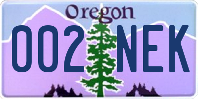 OR license plate 002NEK