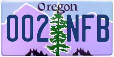 OR license plate 002NFB