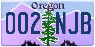 OR license plate 002NJB