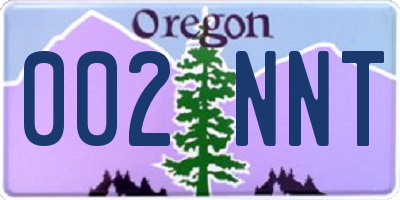 OR license plate 002NNT