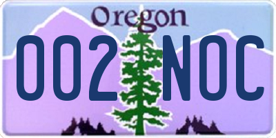 OR license plate 002NOC