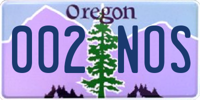 OR license plate 002NOS