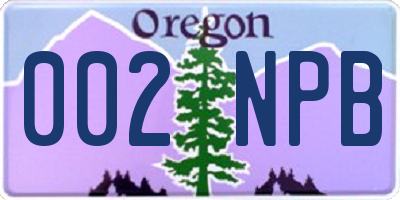 OR license plate 002NPB