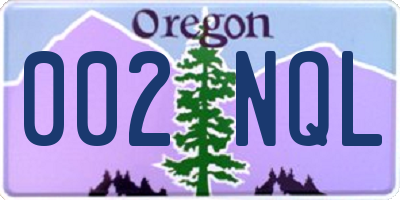 OR license plate 002NQL