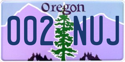 OR license plate 002NUJ