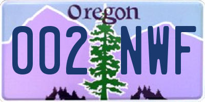 OR license plate 002NWF