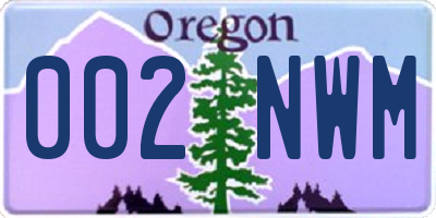 OR license plate 002NWM