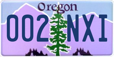 OR license plate 002NXI