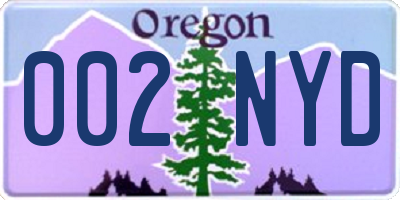 OR license plate 002NYD