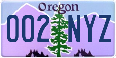 OR license plate 002NYZ