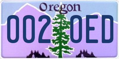 OR license plate 002OED