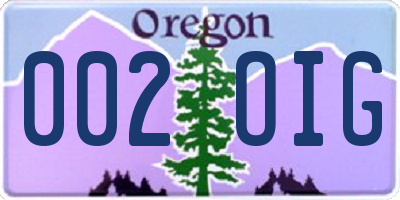 OR license plate 002OIG