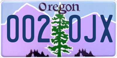 OR license plate 002OJX