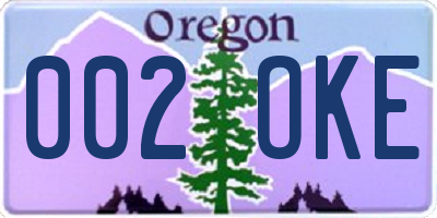 OR license plate 002OKE