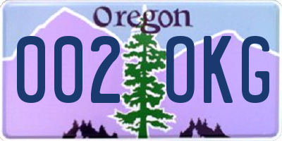 OR license plate 002OKG
