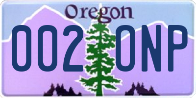 OR license plate 002ONP