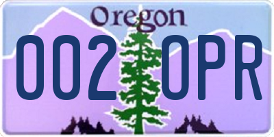 OR license plate 002OPR