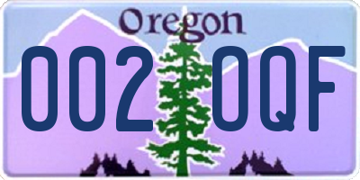 OR license plate 002OQF