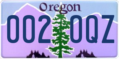 OR license plate 002OQZ