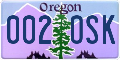 OR license plate 002OSK