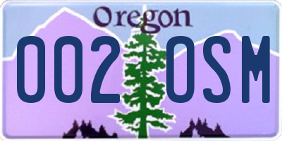 OR license plate 002OSM