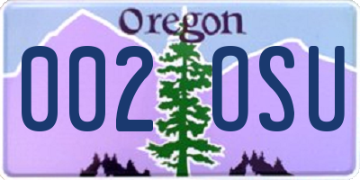 OR license plate 002OSU