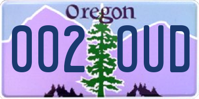 OR license plate 002OUD