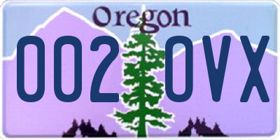 OR license plate 002OVX