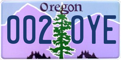 OR license plate 002OYE