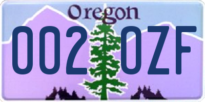 OR license plate 002OZF