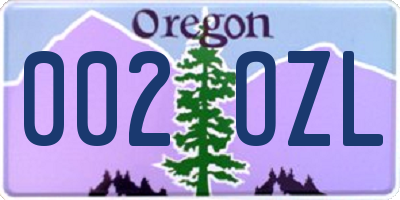 OR license plate 002OZL
