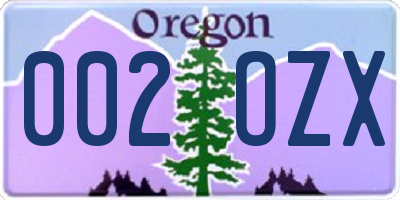 OR license plate 002OZX