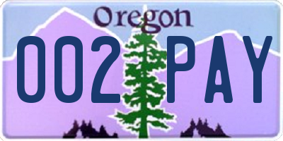 OR license plate 002PAY