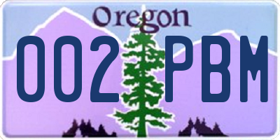OR license plate 002PBM