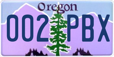 OR license plate 002PBX