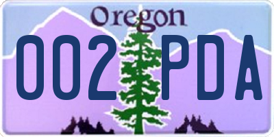 OR license plate 002PDA