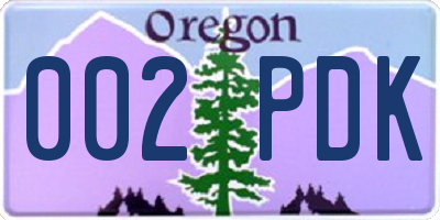 OR license plate 002PDK