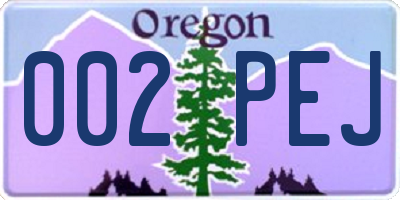 OR license plate 002PEJ