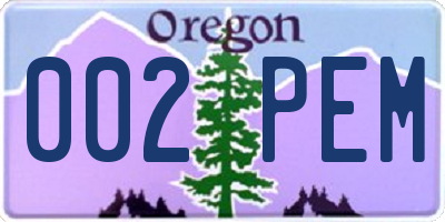 OR license plate 002PEM