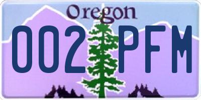 OR license plate 002PFM